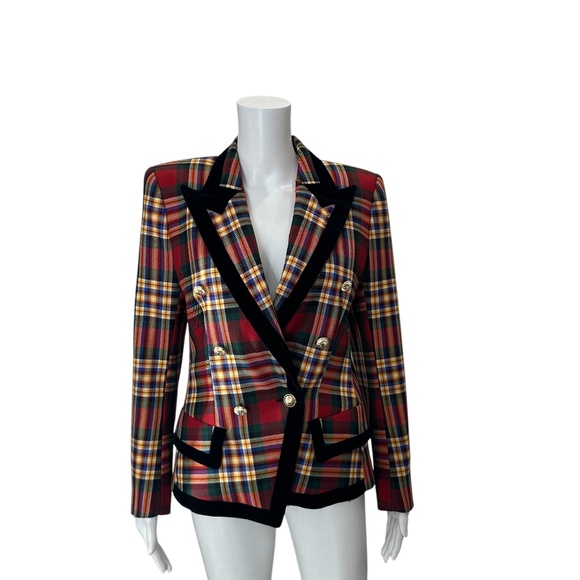 $2,584 Alexandre Vauthier Red Plaid Blazer Size 42/US 6 - Picture 1 of 8